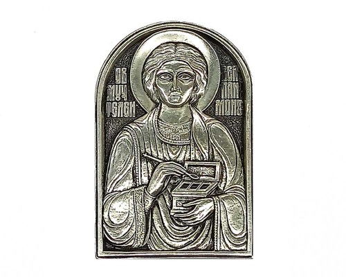 Серебряная икона Российская серебро Пантелеймон целитель