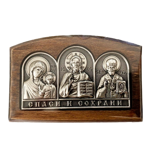 Серебряная икона Российская серебро Триптих
