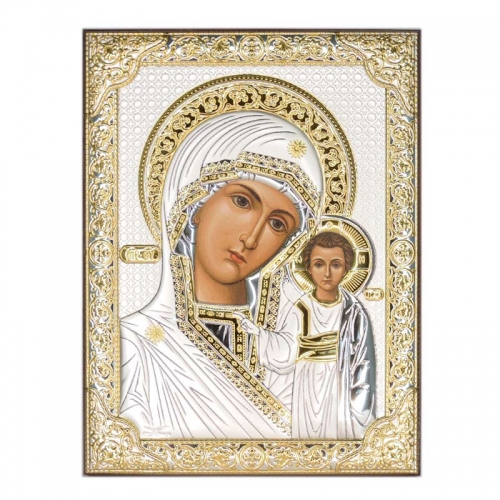 Серебряная икона Казанская